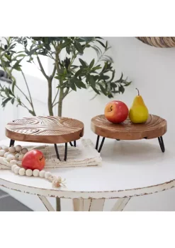 Brand new ❤️ Rustic Teak Wood Tray - Set of 2 by Monroe Lane 🛒