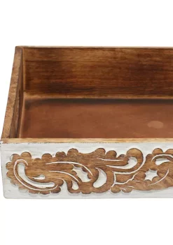 Brand new 🛒 Traditional Mango Wood Tray - Set of 2 by Monroe Lane ⭐ -Monroe Lane Sales Belk 5703