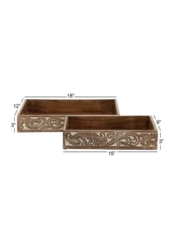 Brand new 🛒 Traditional Mango Wood Tray - Set of 2 by Monroe Lane ⭐ -Monroe Lane Sales Belk 5704