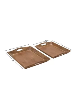 Flash Sale 🔔 Traditional Wood Tray - Set of 2 by Monroe Lane ✔️ -Monroe Lane Sales Belk 5731