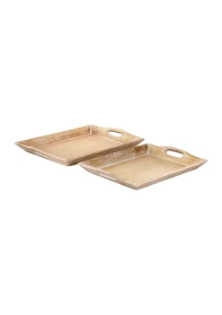 Flash Sale 🔔 Traditional Wood Tray - Set of 2 by Monroe Lane ✔️ -Monroe Lane Sales Belk 5733