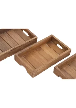 Best reviews of 💯 Rustic Wood Tray - Set of 3 by Monroe Lane 💯 -Monroe Lane Sales Belk 5811