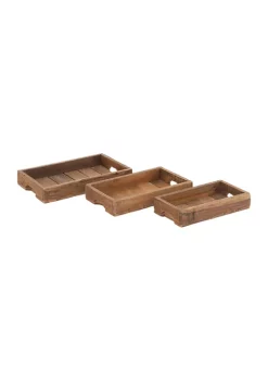 Best reviews of 💯 Rustic Wood Tray - Set of 3 by Monroe Lane 💯 -Monroe Lane Sales Belk 5813