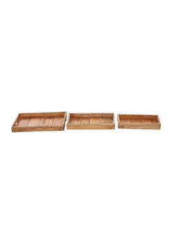 Best reviews of 💯 Rustic Wood Tray - Set of 3 by Monroe Lane 💯 -Monroe Lane Sales Belk 5814