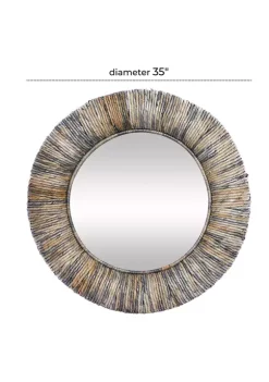 Wholesale ⭐ Coastal Teak Wood Wall Mirror by Monroe Lane 😀 -Monroe Lane Sales Belk 6114