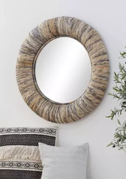 Wholesale ⭐ Coastal Teak Wood Wall Mirror by Monroe Lane 😀 -Monroe Lane Sales Belk 6115