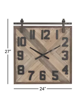 Best Sale ⭐ Industrial Wood Wall Clock by Monroe Lane 😉 -Monroe Lane Sales Belk 6240