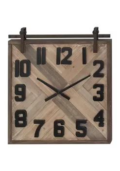 Best Sale ⭐ Industrial Wood Wall Clock by Monroe Lane 😉 -Monroe Lane Sales Belk 6242