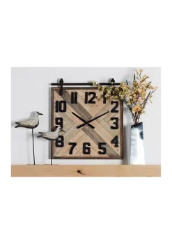 Best Sale ⭐ Industrial Wood Wall Clock by Monroe Lane 😉 -Monroe Lane Sales Belk 6243