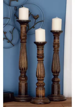 Best reviews of 😉 Traditional Mango Wood Candle Holder - Set of 3 by Monroe Lane 🌟