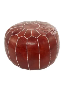 Hot Sale 🛒 Bohemian Leather Pouf by Monroe Lane 🔔