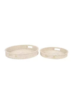 Best Pirce ✨ Bohemian Rattan Tray - Set of 2 by Monroe Lane ⌛ 12 Best Pirce ✨ Bohemian Rattan Tray - Set of 2 by Monroe Lane ⌛ -Monroe Lane Sales Belk 6613