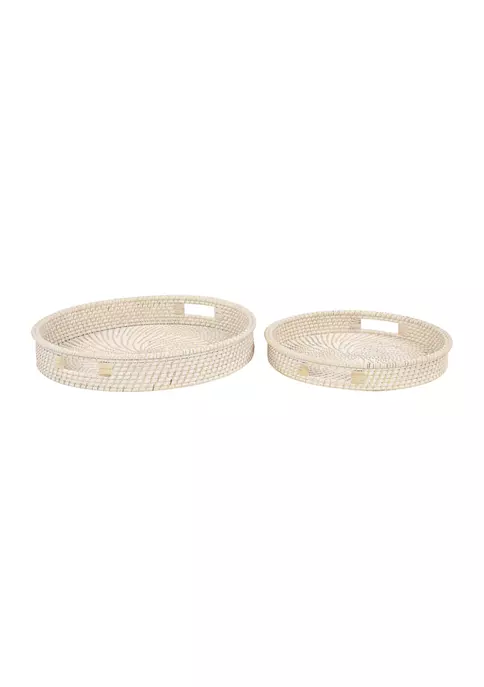 Best Pirce ✨ Bohemian Rattan Tray - Set of 2 by Monroe Lane ⌛ 6 Best Pirce ✨ Bohemian Rattan Tray - Set of 2 by Monroe Lane ⌛ - Image 6