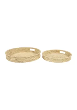Best Pirce ✨ Bohemian Rattan Tray - Set of 2 by Monroe Lane ⌛ 13 Best Pirce ✨ Bohemian Rattan Tray - Set of 2 by Monroe Lane ⌛ -Monroe Lane Sales Belk 6614
