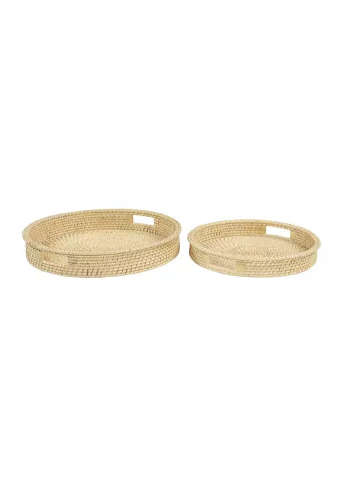 Best Pirce ✨ Bohemian Rattan Tray - Set of 2 by Monroe Lane ⌛ 7 Best Pirce ✨ Bohemian Rattan Tray - Set of 2 by Monroe Lane ⌛ - Image 7