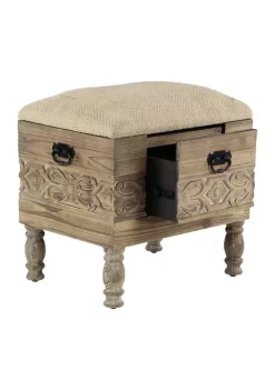 New 👏 Farmhouse Wood Storage Stool by Monroe Lane 😀 -Monroe Lane Sales Belk 6754