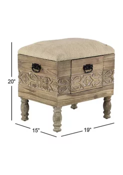 New 👏 Farmhouse Wood Storage Stool by Monroe Lane 😀 -Monroe Lane Sales Belk 6755