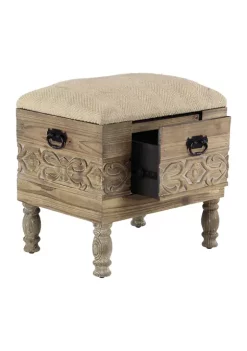 New 👏 Farmhouse Wood Storage Stool by Monroe Lane 😀 -Monroe Lane Sales Belk 6756