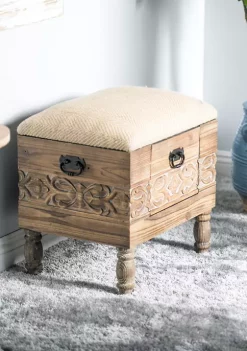 New 👏 Farmhouse Wood Storage Stool by Monroe Lane 😀 -Monroe Lane Sales Belk 6757