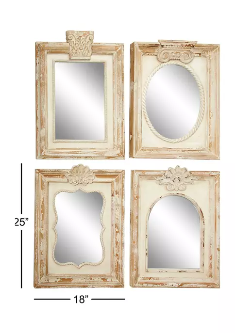 Buy ⭐ Vintage Wood Wall Mirror - Set of 4 by Monroe Lane ✔️ 4 Buy ⭐ Vintage Wood Wall Mirror - Set of 4 by Monroe Lane ✔️ - Image 4