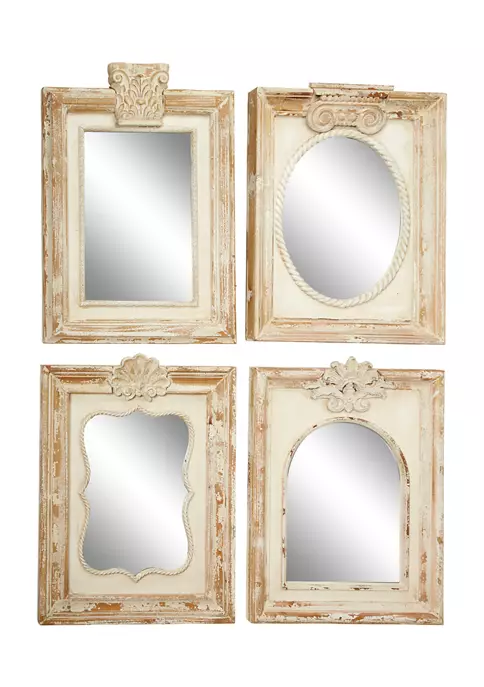 Buy ⭐ Vintage Wood Wall Mirror - Set of 4 by Monroe Lane ✔️ 6 Buy ⭐ Vintage Wood Wall Mirror - Set of 4 by Monroe Lane ✔️ - Image 6