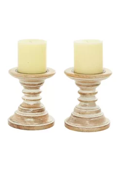 Deals 🌟 Traditional Mango Wood Candle Holder - Set of 2 by Monroe Lane 👍
