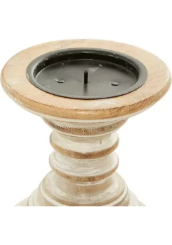 Deals 🌟 Traditional Mango Wood Candle Holder - Set of 2 by Monroe Lane 👍 -Monroe Lane Sales Belk 700