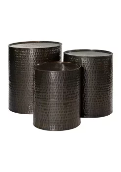 Outlet 🧨 Industrial Metal Accent Table - Set of 3 by Monroe Lane 👍 -Monroe Lane Sales Belk 7068
