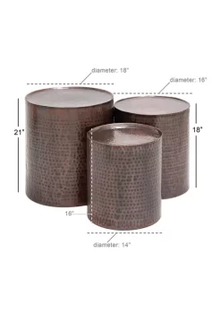 Outlet 🧨 Industrial Metal Accent Table - Set of 3 by Monroe Lane 👍 -Monroe Lane Sales Belk 7069