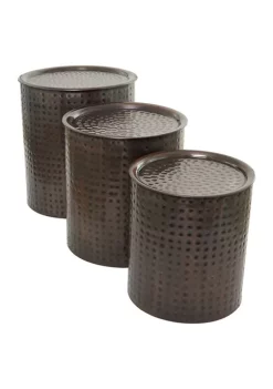 Outlet 🧨 Industrial Metal Accent Table - Set of 3 by Monroe Lane 👍 -Monroe Lane Sales Belk 7070