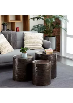 Outlet 🧨 Industrial Metal Accent Table - Set of 3 by Monroe Lane 👍 -Monroe Lane Sales Belk 7071