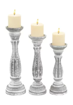 Budget 🎁 Traditional Wood Candle Holder - Set of 3 by Monroe Lane 🥰