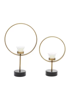 Hot Sale 💯 Contemporary Metal Candle Holder - Set of 2 by Monroe Lane 💯