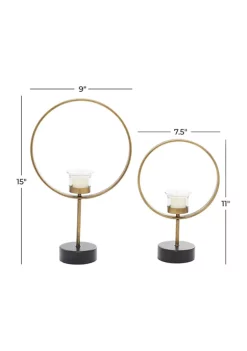 Hot Sale 💯 Contemporary Metal Candle Holder - Set of 2 by Monroe Lane 💯 -Monroe Lane Sales Belk 730