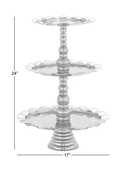 Hot Sale 🤩 Traditional Aluminum Tiered Server by Monroe Lane ⭐ 4 Hot Sale 🤩 Traditional Aluminum Tiered Server by Monroe Lane ⭐ - Image 4