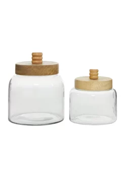 New 🛒 Farmhouse Glass Canisters - Set of 2 by Monroe Lane ✔️ -Monroe Lane Sales Belk 7662