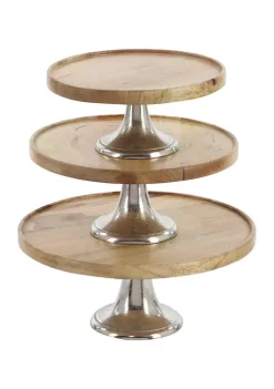 Budget 🎉 Modern Mango Wood Cake Stand - Set of 3 by Monroe Lane ⭐ -Monroe Lane Sales Belk 7695