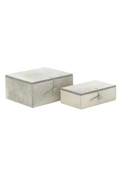 Coupon 👏 Glam Leather Box - Set of 2 by Monroe Lane 😀 -Monroe Lane Sales Belk 7897