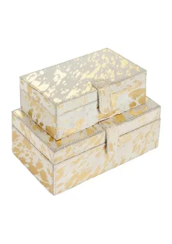 Coupon 👏 Glam Leather Box - Set of 2 by Monroe Lane 😀 -Monroe Lane Sales Belk 7899