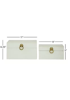 New 🔥 Glam Faux Leather Box - Set of 2 by Monroe Lane ❤️ -Monroe Lane Sales Belk 7917