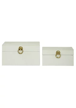 New 🔥 Glam Faux Leather Box - Set of 2 by Monroe Lane ❤️ -Monroe Lane Sales Belk 7918
