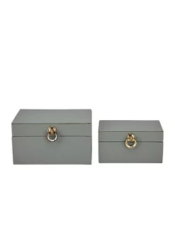 New 🔥 Glam Faux Leather Box - Set of 2 by Monroe Lane ❤️ -Monroe Lane Sales Belk 7920