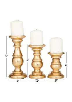Budget 🔥 Traditional Mango Wood Candle Holder - Set of 3 by Monroe Lane 🎉 -Monroe Lane Sales Belk 797