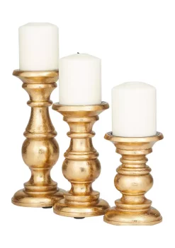 Budget 🔥 Traditional Mango Wood Candle Holder - Set of 3 by Monroe Lane 🎉 -Monroe Lane Sales Belk 798