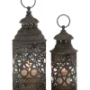 Hot Sale 🥰 Rustic Metal Candle Lantern - Set of 2 by Monroe Lane ⌛