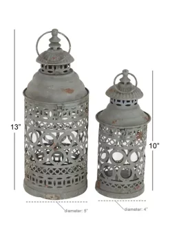 Hot Sale 🥰 Rustic Metal Candle Lantern - Set of 2 by Monroe Lane ⌛ -Monroe Lane Sales Belk 8062