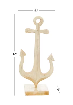 Cheapest ✔️ Teak Wood Coastal Anchor Sculpture by Monroe Lane 🎉 -Monroe Lane Sales Belk 8088
