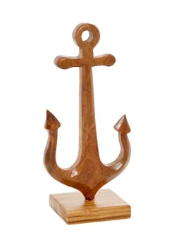 Cheapest ✔️ Teak Wood Coastal Anchor Sculpture by Monroe Lane 🎉 -Monroe Lane Sales Belk 8090