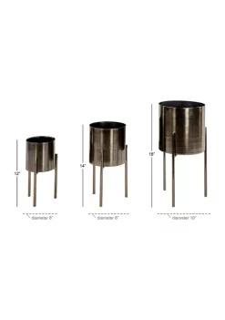 Budget ⌛ Contemporary Metal Planter - Set of 3 by Monroe Lane ⭐ -Monroe Lane Sales Belk 8150