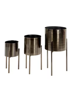 Budget ⌛ Contemporary Metal Planter - Set of 3 by Monroe Lane ⭐ -Monroe Lane Sales Belk 8153